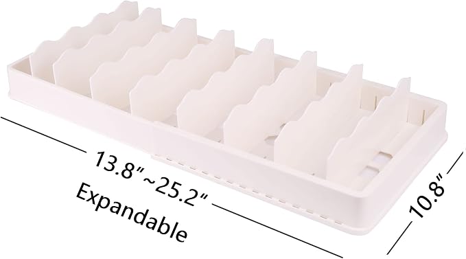 SWOMMOLY Expandable Food Container Lid Organizer for Kitchen Cabinet, White | Expands 13.8" to 25.2", Lid Holder with 8 Adjustable Dividers, 30 Writable Labels for Cabinets, Drawers and Pantry Storage - Image 4