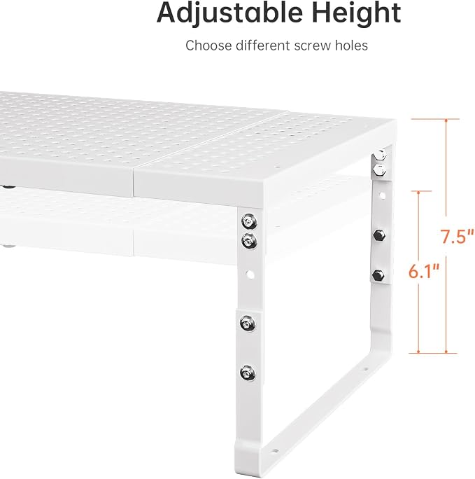 Cabinet Shelf,Expandable Adjustable Stackable Kitchen Organizer,for cabinets, Kitchens, countertops, bathrooms Shelf Organizer(1Pack/White,Large) - Image 4