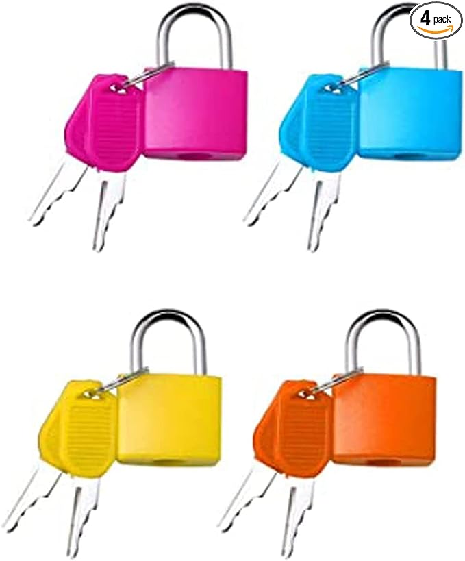 4 Pack TSA Approved Luggage Locks - Suitcase Padlocks with Keys, Travel Baggage Locks for School Gym Lockers, Laptop Bags & Outdoor Gear by Unknown