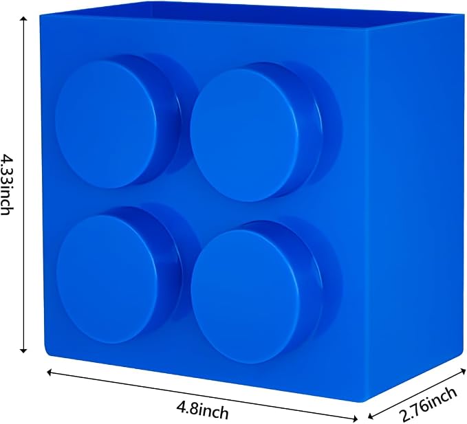 Magnetic Basket Organizer for Fridge - Lego-Style ABS Plastic Storage Box,No Drill Design for Kitchen Counter, Microwave & Whiteboard, Holds Up to 3.5 lbs (Blue) - Image 2