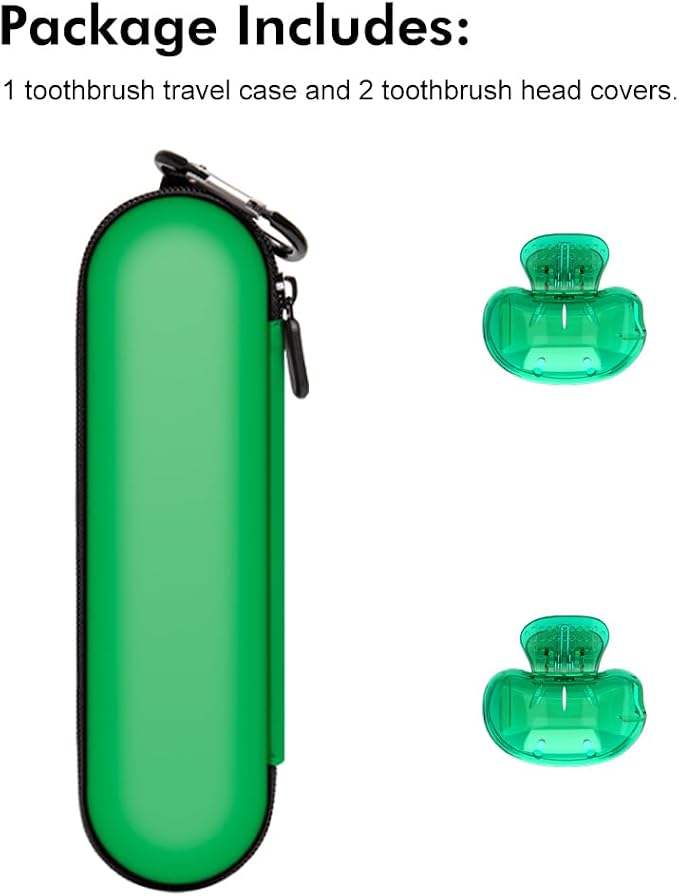 Nincha Electric Toothbrush Travel Case Compatible with Oral-B/Philips Sonicare/Colgate/Reach, and Most Electric Toothbrush, Includes 2 Universal Toothbrush Covers (Green Case + Green Covers) - Image 4