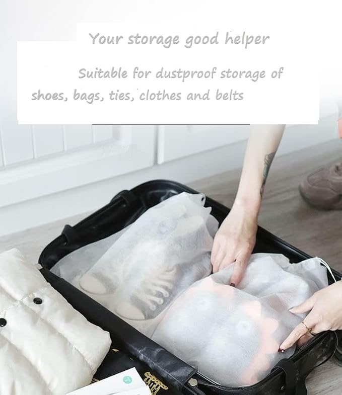 30 eco-friendly travel shoe bag storage bags, non-woven breathable dust-proof bag with rope, suitable for storing shoes and bags, isolate dust and keep shoes and bags clean and tidy. (9.8inX13.77in) - Image 7