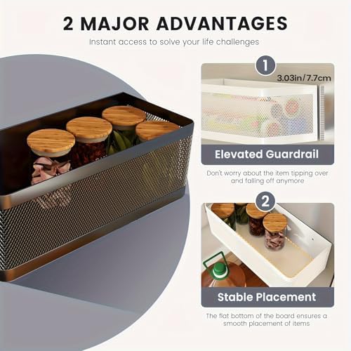 1 Pcs Magnetic Spice Rack For Refrigerator, Black, 13.8''L*5.1''W*3.9''H | Strong Magnetic, 16.5-Lb Load, Hanging Shelf, Wall Mount, Kitchen Gadgets Shelves, Magnet Organization - Image 2