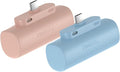 Miady 2-Pack Mini Portable Charger Built-in USB C Connector Small PowerBank | 5000mAh丨Lightweight丨for Backpack Travel丨Compatible with iPhone 17 Galaxy Android丨Ultra-Compact丨Flight-Safe丨18Wh丨Blue+Pink by Miady