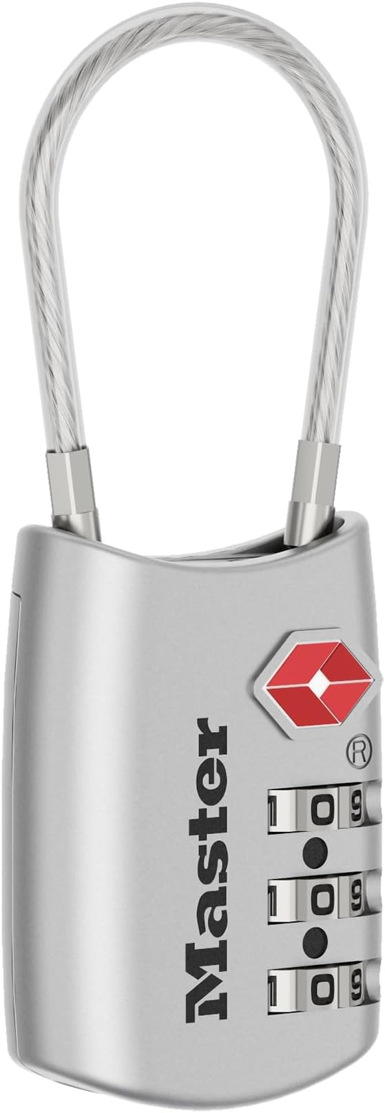 Master Lock TSA Approved Combination Luggage Lock, Silver, 4688SLVEC | TSA Accepted Set Your Own Combination Travel Lock for Suitcases, Backpacks, Airport Security, Resettable 3-Digit Lock - Image 2