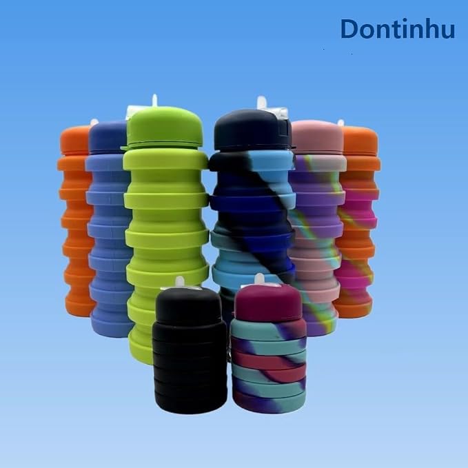 Collapsible Water Bottles 2 Pack 500ml (Black+Blue) | Travel Portable Sport Water Bottle, Silicone Foldable Water Bottles for Gym Camping Outdoor Hiking. - Image 5
