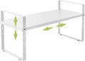 Across-Star Expandable Cabinet Shelf Organizer Rack, Stackable Kitchen Counter Storage Shelves Stand, Adjustable Height Pantry Shelf Spice Rack (White, 1 Pack) by Acorss-Star