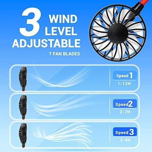 Portable Neck Fan Rechargeable Personal HandFree Fan Mini USB Wearable Neckband Sport Fan 3 Speed Adjustable 360 Degrees Rotation Perfect for Working Traveling Office Reading (2 Pack：Red Black+White) - Image 2
