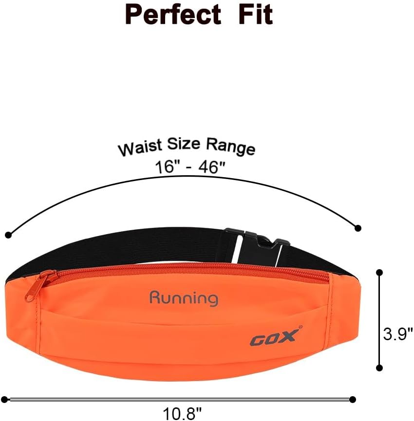 Gox Running Belt, Slim Waist Pack, Orange | Phone Holder, Waterproof Athletic Pouch, Men Women Running Gym Hiking, Small Cross Body Sling Bag, Reflective - Image 4