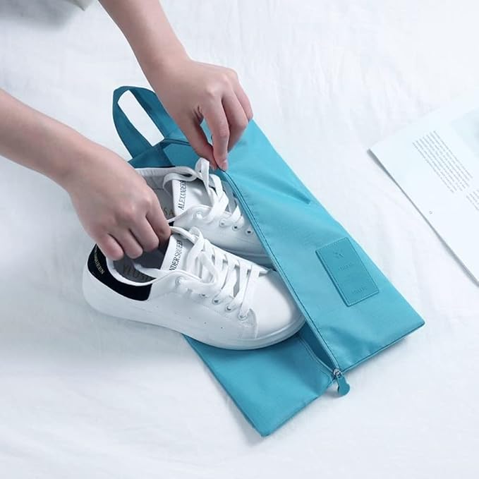 7 Set Packing Cubes, Travel Foldable Luggage Organizers Storage Bag Accessories Suitcase with Laundry Bag & Shoe Bag, Blue - Image 7