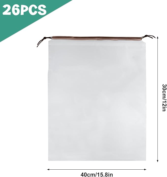 26 Pcs Shoe Bags for Travel, PLULON Clear Drawstring Travel Shoe Bags for Packing Waterproof Dustproof Shoes Organizer Pouch Travel Accessories Shoe Storage Bag for Women Men Portable Travel Essential - Image 3