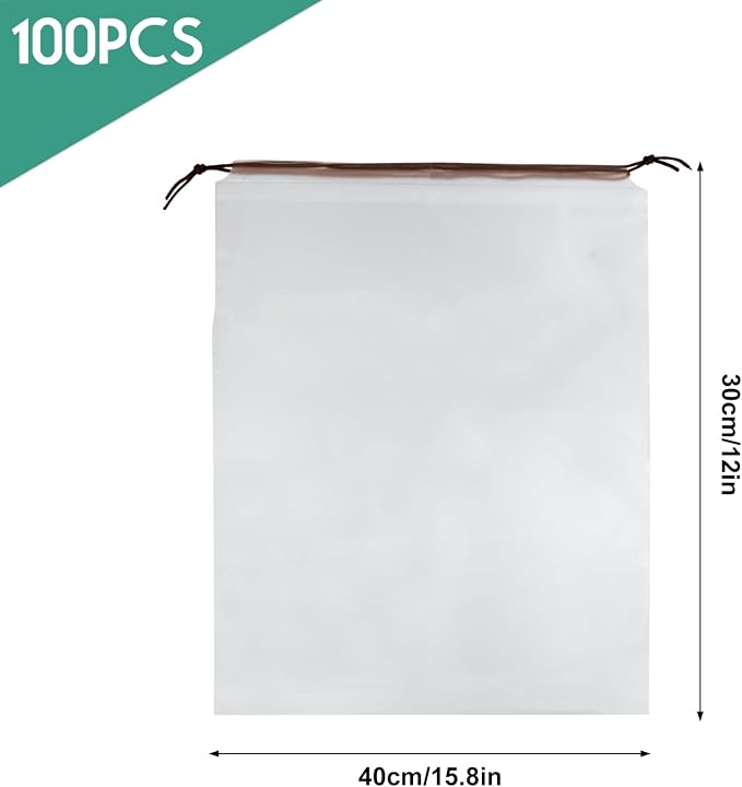 100 Pcs Shoe Bags for Travel, PLULON 15.7" x 11.8" Clear Drawstring Storage Bags Shoes Organizer for Packing Waterproof Dustproof Women Men Portable Travel Essentials - Image 3