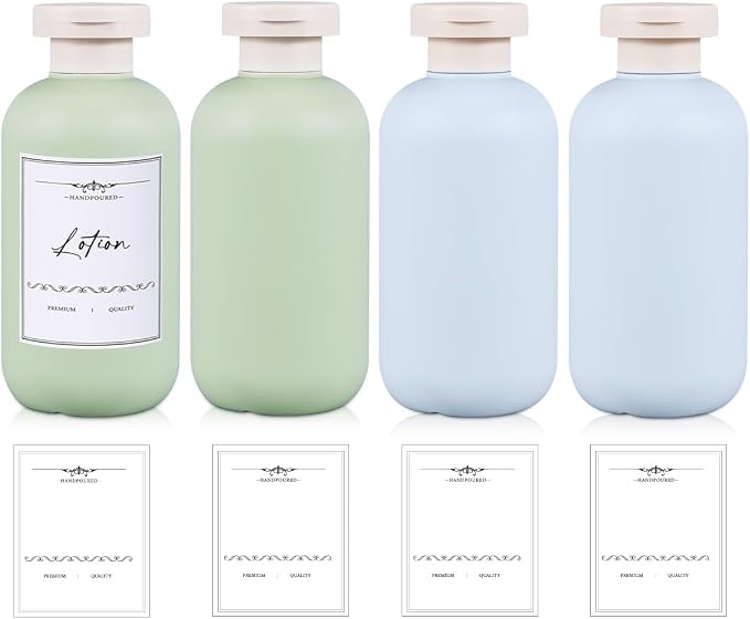 10 oz Plastic Travel Shampoo Bottles, Refillable Flip Cap Squeeze Bottles for Toiletries, Large Leakage-proof Travel Shampoo and Conditioner Container (Blue and Green) by UMETASS