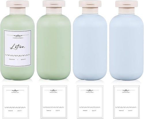 10 oz Plastic Travel Shampoo Bottles, Refillable Flip Cap Squeeze Bottles for Toiletries, Large Leakage-proof Travel Shampoo and Conditioner Container (Blue and Green) by UMETASS