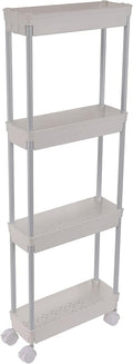 Sooyee 4 Tier Slim Rolling Cart, Utility Storage Cart with Wheels,White | Narrow Plastic Craft Cart,Ideal For Kitchen, Bathroom, Office, Dorm, Art Workspace, Bedside Storage by Sooyee