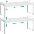 2 Pack Stackable Expandable Shelves For Kitchen Cabinet Countertop Storage, Adjustable Counter Cupboard Pantry Organizer Shelf Rack Stand, Length:25.5 Inch by X-cosrack