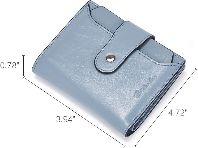 BOSTANTEN Leather Womens Wallet Small RFID Blocking Credit Card Holder | Removable ID Window, Zipper Coin Pocket, Bifold, Minimalist, Fits Small Purses, Daily Use, Ladies Gifts, Blue - Image 4