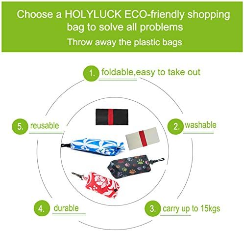HOLYLUCK Reusable Grocery Bags,Heavy Duty Foldable Shopping Tote Bag (Standard, 3 Blue Geometric Flowers) - Image 5