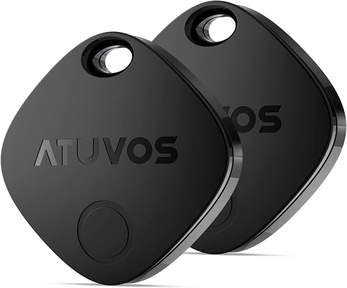 ATUVOS Air Tracker Tags-2 Pack, Bluetooth Luggage Tracker Works with Apple Find My APP (iOS Only, Not for Android), Keys Finder and Item Locator for Luggage, Backpack, Suitcases, Replaceable Battery by ATUVOS