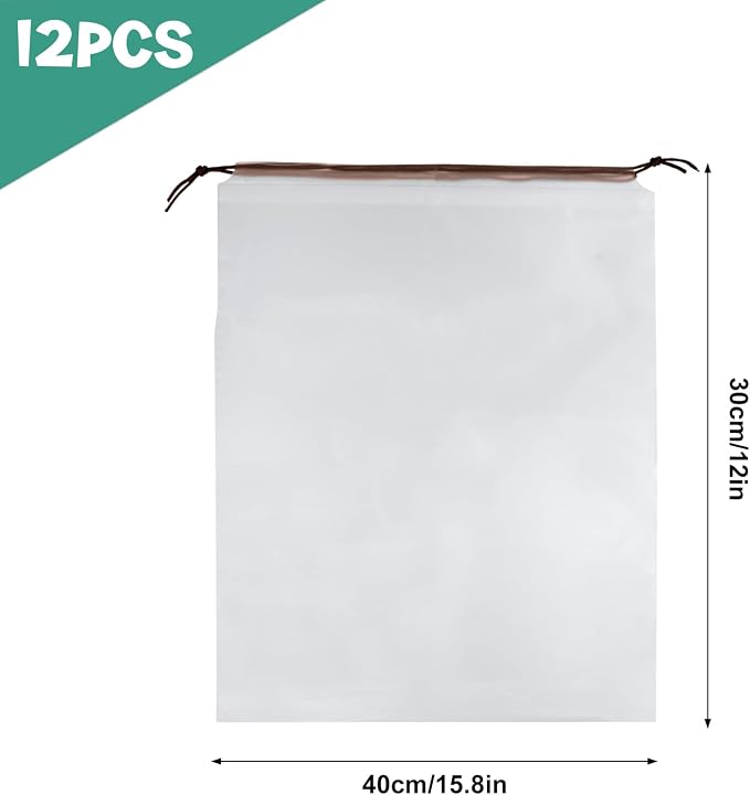 12 Pcs Shoe Bags for Travel, PLULON Clear Drawstring Travel Shoe Bags for Packing Waterproof Dustproof Shoes Organizer Pouch Travel Accessories Shoe Storage Bag for Women Men Portable Travel Essential - Image 3