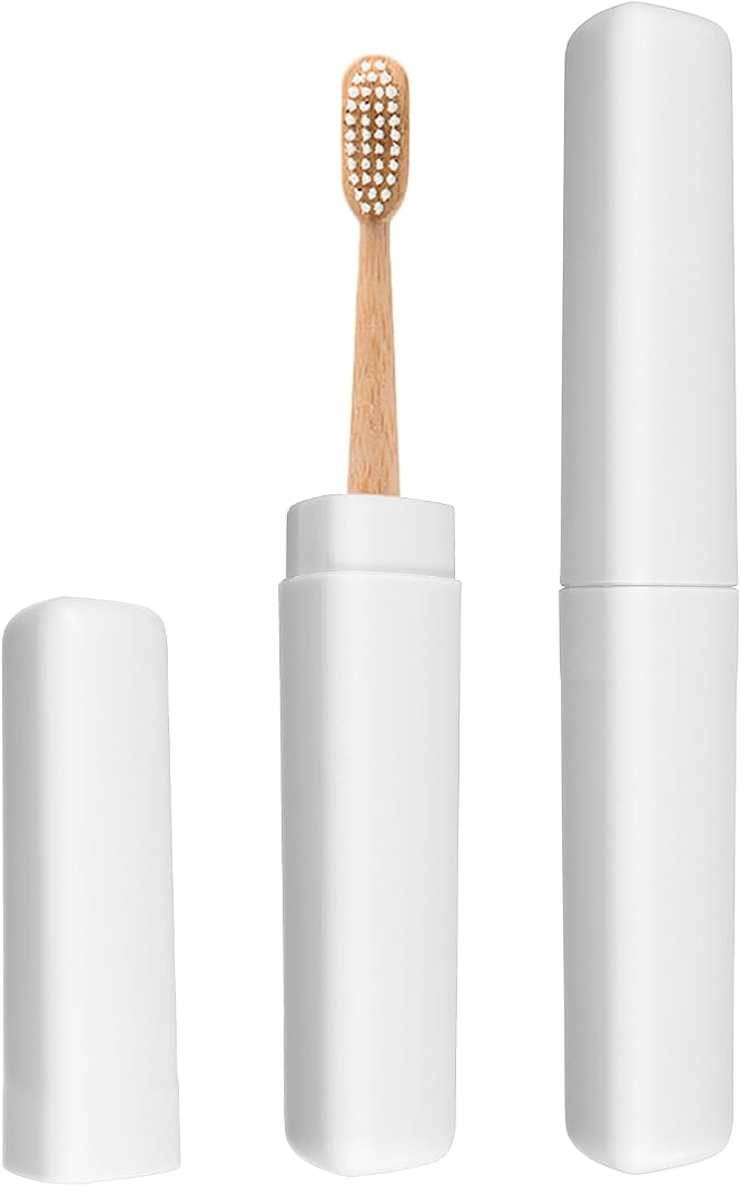 uxcell 2Pcs Travel Toothbrush Case, 8.27 x 1.38 Portable Travel Toothbrush Holder, Plastic Toothpaste Container for Bathroom, Gym, Business Trip, Camping, Beige by uxcell