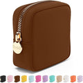 Embla Makeup Bag Travel Cosmetics Pouch and Toiletry Bag, Nylon Zipper Pouch Purse, Cute Make Up Organizer Storage Tote for Women Girls, Waterproof Travel Skincare Case, Small Makeup Bags, Chocolate by Embla