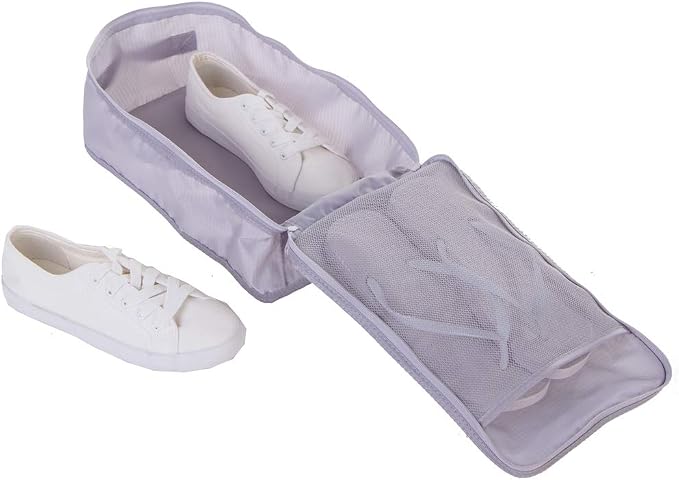 JJ POWER Travel Shoe Bags, Foldable Waterproof Shoe Puches Organizer-Double Layer (2 Grey Shoe Bags) - Image 3