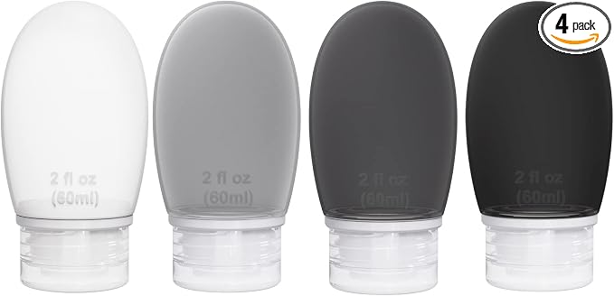Silicone Travel Bottles for Toiletries TSA Approved Travel Size Containers Set 4 Pack Portable Leak Proof Refillable Cosmetic Squeeze Bottles Shampoo Hair Conditioner Body Lotion Bath Shower Gel by imuviy