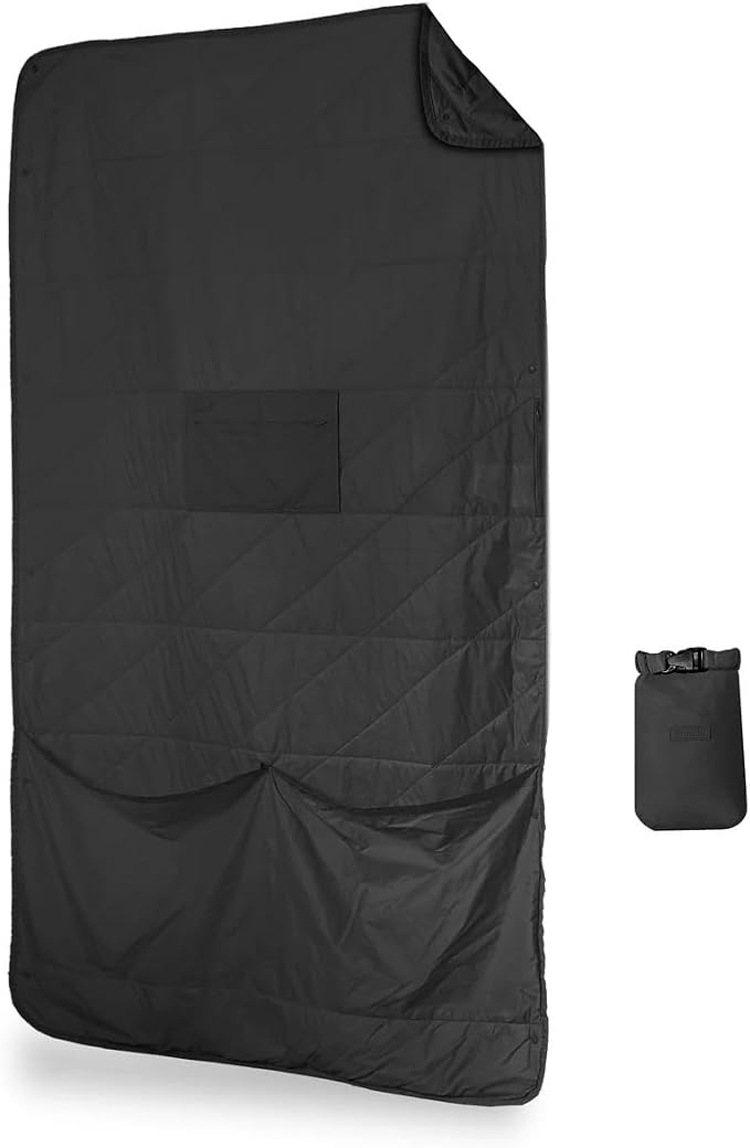 Gravel Layover Travel Blanket – Ultra-Light Compact Blanket for Camping and Outdoor Adventures - Down Alternative Portable Travel Blanket for Layovers & Road Trips (Black) by Gravel