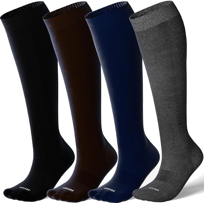 LEVSOX Viscose Made from Bamboo Compression Socks for Pregnant Women 20-30 mmHg Knee High Cute Mens Supports Socks for Travel by Levsox