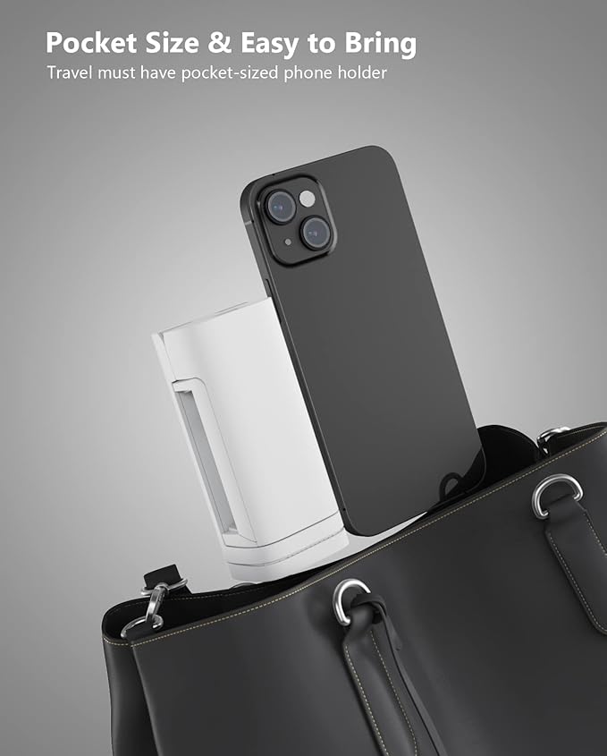 MiiKARE Travel Essentials Airplane Phone Holder, Universal Handsfree Phone Mount for Flying with 360 Degree Rotation, Travel Must Haves Phone Stand for Desk, Tray Table, White - Image 6
