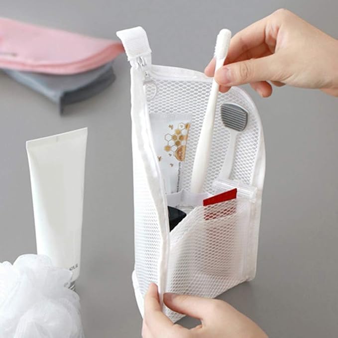 GANPUB 1Pc Travel Toothbrush Storage Bag, Portable Travel Cosmetic Bag Toilet Pouch, Toothbrush Toothpaste Cosmetics Storage Bag Case Container Toothbrushes and Accessories（White） - Image 5