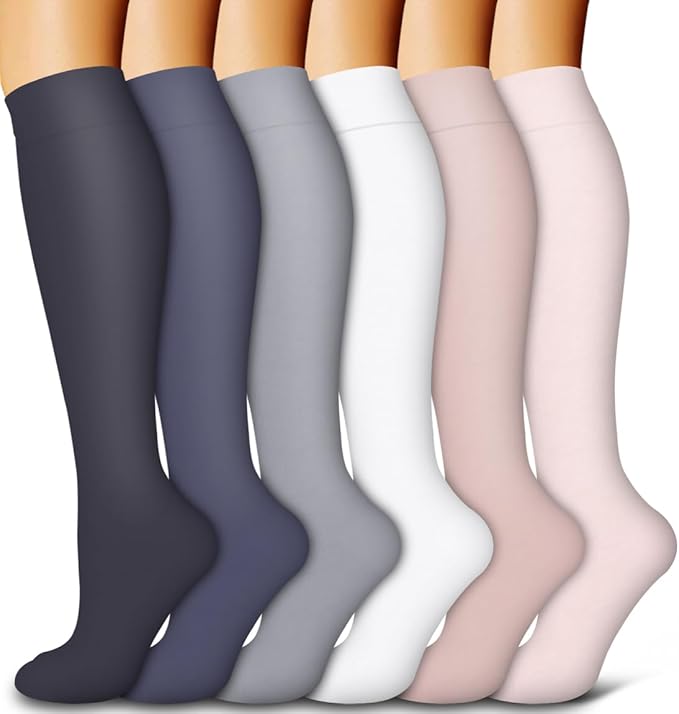 6 Pack Copper Compression Socks for Women and Men Circulation-Best Support for Medical,Running,Nursing,Athletic by Bluemaple