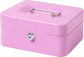Jssmst Cash Box with Key Lock - Durable Metal Cash Box with Money Tray, Light Purple, Medium by Jssmst