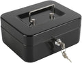 xydled Medium Cash Box with Lock, Removable Coin Tray, Steel Money Box, Black by xydled