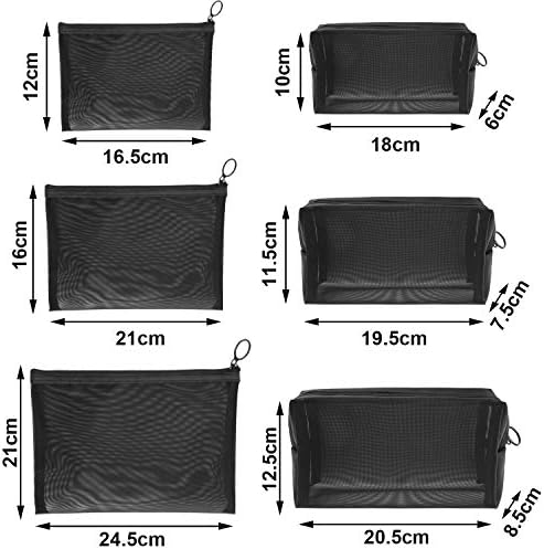 6 Pieces Mesh Makeup Bags Mesh Cosmetic Bag Portable Travel Organizing Zipper Pouch Toiletries Makeup Pouches for Home Office Travel Accessories - Image 7