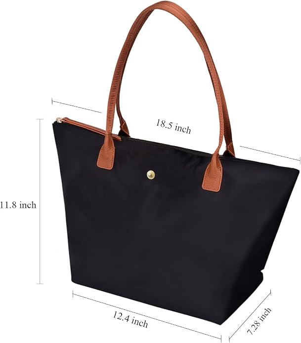GM LIKKIE Shoulder Tote Bag for Women, Nylon Top-Handle Purse, Foldable Weekend Hobo Handbag (Black2) | GM LIKKIE Large Capacity Waterproof Foldable Top-handle Everyday Purse, Lightweight Weekend Hobo Handbag - Image 3