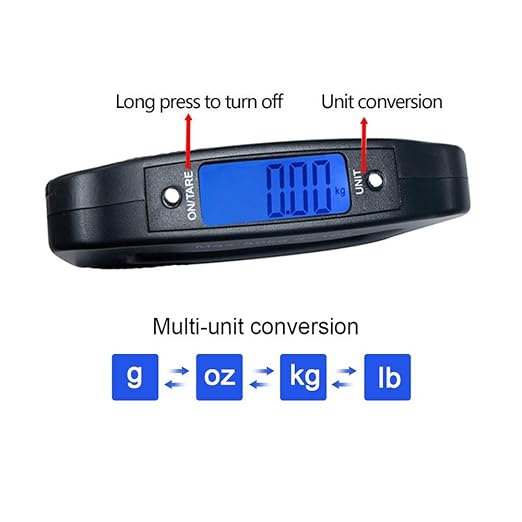 Digital Hanging Luggage Scale,Portable Handheld Baggage Suitcase Electronic Scale for Travel Household Fishing and Gift 110lb Black - Image 8