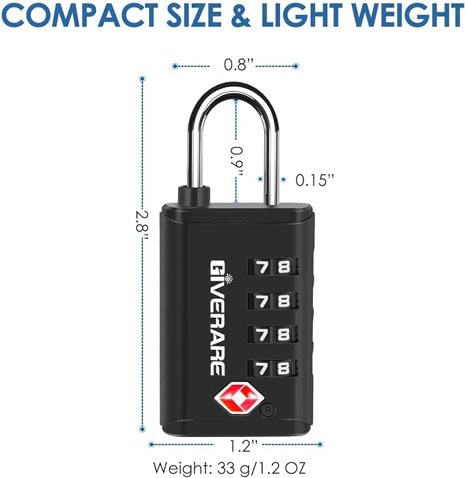 4 Pack TSA Approved Travel Luggage Locks 4-Digit, Open Alert Suitcase Combination Lock, Keyless Zipper Padlocks, TSA Accepted Compatible Padlock for Gym Locker, Golf Bag Case, Anti Theft-Black - Image 2