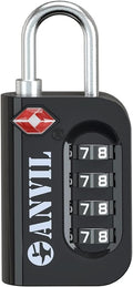 ANVIL TSA Approved Luggage Lock - 4 Digit Combination, 10,000 Combinations, Easy-Read Password Window, Travel Lock for Suitcases, Backpacks, Gym & Student Lockers, Baggage by ANVIL