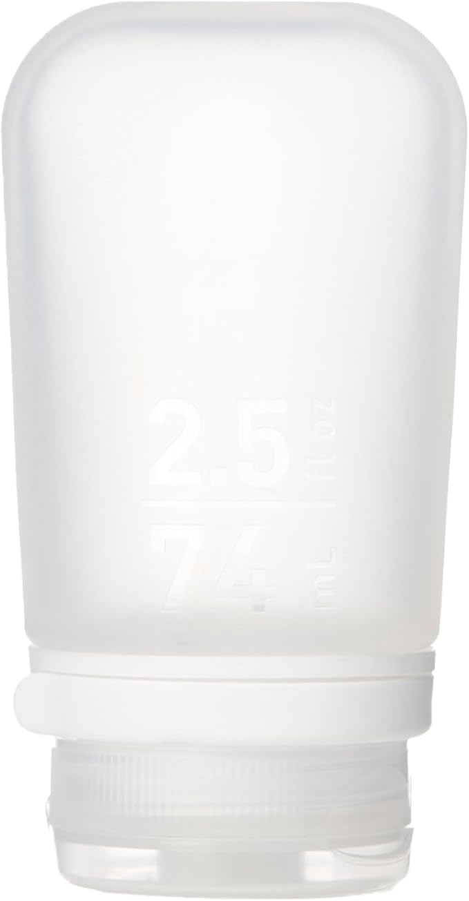 humangear GoToob+ (Medium) | Refillable Silicone Travel Bottle | Locking Lid | Food-Safe Material | Clear, Medium (2.5 fl.oz.; 74ml) | Refillable & Leak-Proof Silicone Travel Size Bottles with Locking Cap for Toiletries, Camping & TSA Carry-On by humangear
