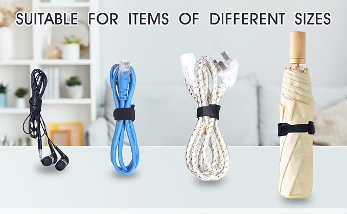 MVYC 150PCS 8 Inch Reusable Cable Ties Wire Ties Cord Organizer Cable Organizer Adjustable Cable Management Black - Image 8