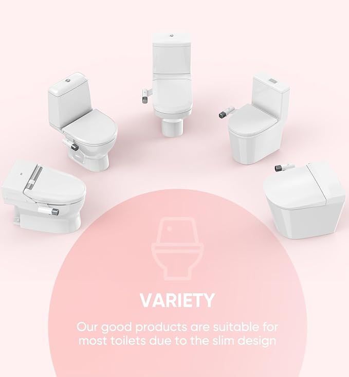 Ultra-Slim Bidet Attachment, Posterior&Feminine Wash-(Retractable Dual Nozzles), Non-Electric Bidet Attachment for Toilet Seat, Adjustable Fresh Cold Water Pressure, Stainless Steel Inlet (DarkGray) - Image 7