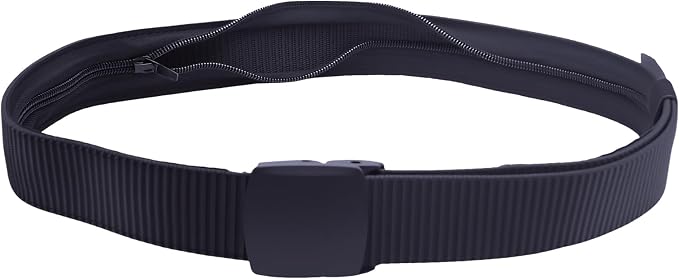 Money Belt Security Belt Built-in Hidden Pocket for Business Trip Jogging Outdoor Working Length 120cm -Black by Unknown