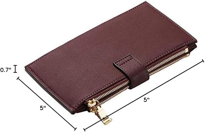 Travelambo Womens Leather Bifold Wallet, Slim RFID Blocking Card Holder | Large Capacity, 16 Card Slots & ID Window, 2 Zipper Pockets, Dual Snap Closure, Slim Lightweight, RFID Privacy Protection - Image 9