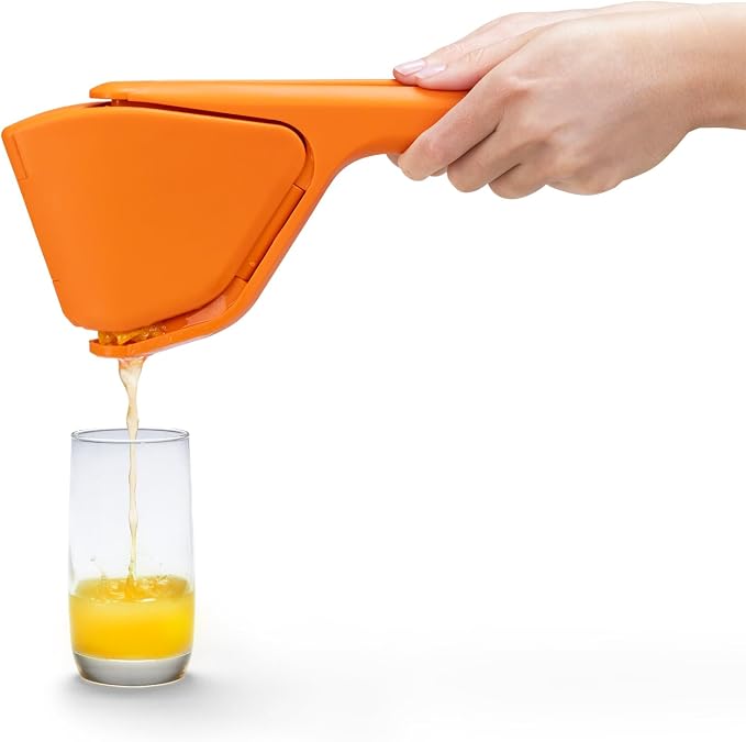 Dreamfarm Fluicer Fold-Flat Citrus Juicer - Orange | Easy, manual fresh orange juice squeezer with pip catcher, suits all citrus fruits, compact storage, 11" - Image 8