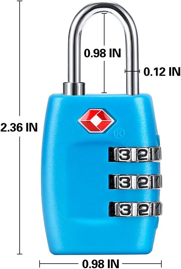 TSA Luggage Locks (4Pack) - 3 Digit Combination Padlocks - Approved Travel Lock for Suitcases & Baggage (Blue) - Image 4