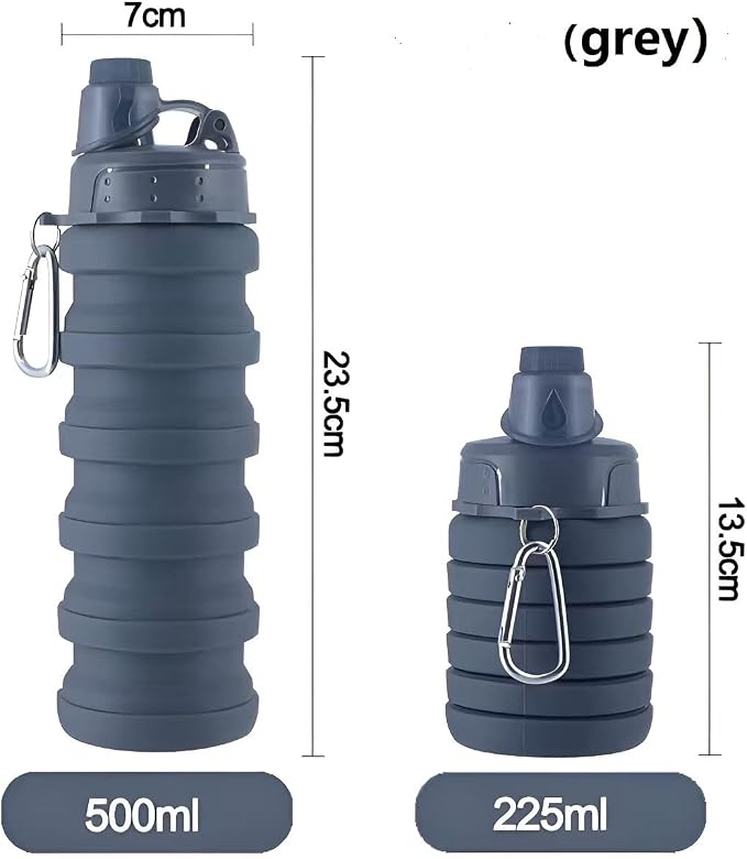 Collapsible Water Bottles 4 Pack 500ml (Grey+Purple+Blue+Pink) | Travel Sports Portable Water Bottle Reusable Water Bottles silicone Water-proof camping water bottle. - Image 2