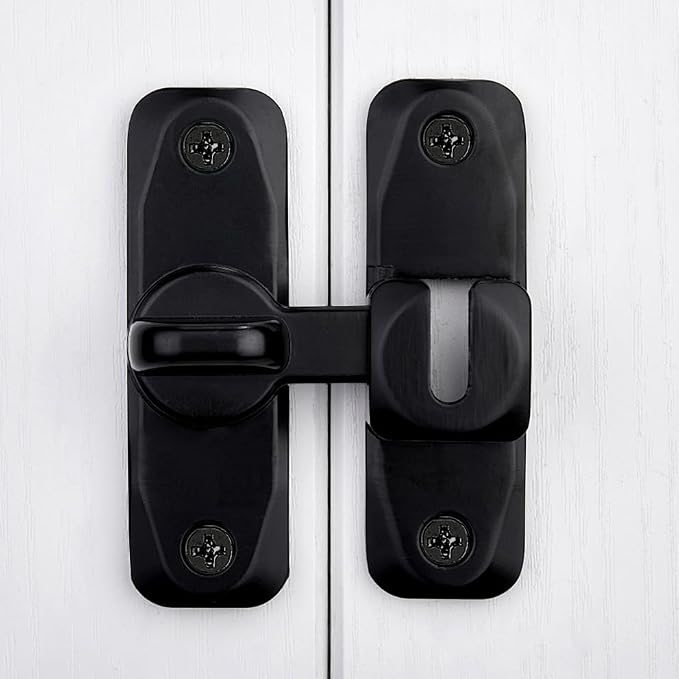 6 Packs Black Barn Door Latches,90/180 Degree Gate Lock_B | Zinc Alloy Right Angle Door Lock Latch,Flip Gate Latches,Sliding Door Latch Lock,for Cabinets,Fence Gates,Pet Cage - Image 5