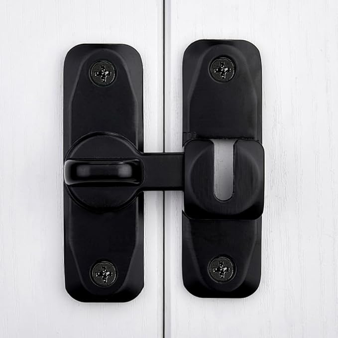 Black Barn Door Latches,90/180 Degree Gate Lock_B | Zinc Alloy Right Angle Door Lock Latch,Flip Gate Latches,Sliding Door Latch Lock,for Cabinets,Fence Gates,Pet Cage - Image 4